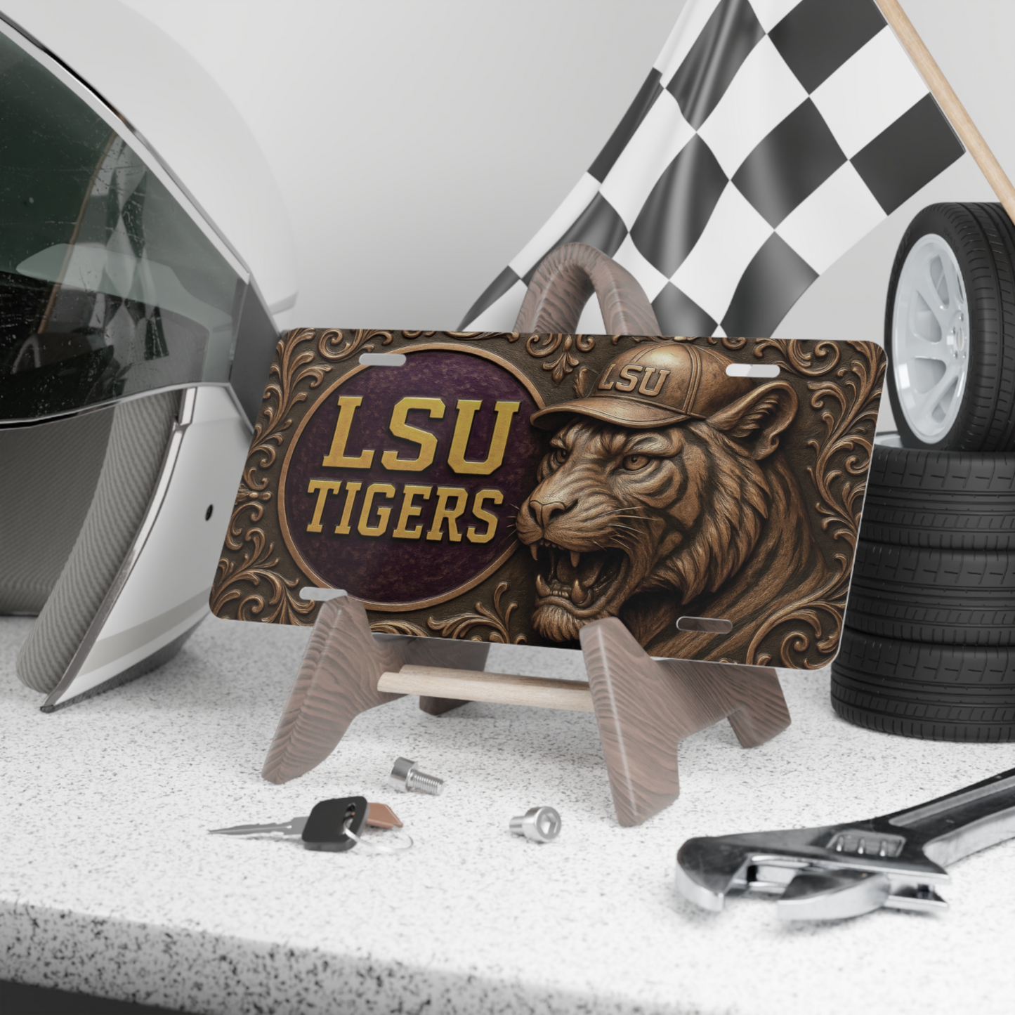LSU Tigers License Plate 6"x12" Car Tag | Metal Front Plate | Flat (Not 3D)