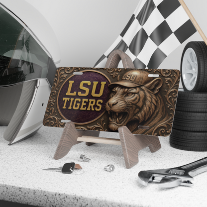 LSU Tigers License Plate 6"x12" Car Tag | Metal Front Plate | Flat (Not 3D)