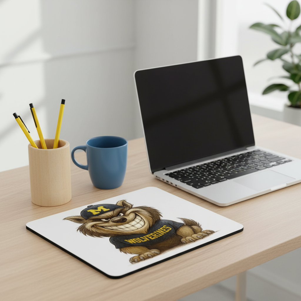 Michigan Wolverines Mouse Pad 9.5"x8" Go Blue Fan Gift - Desk Accessory