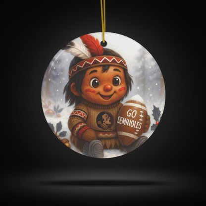 3.5" Round Aluminum Football Fan Ornament - Warrior Spirit College Decor Gift