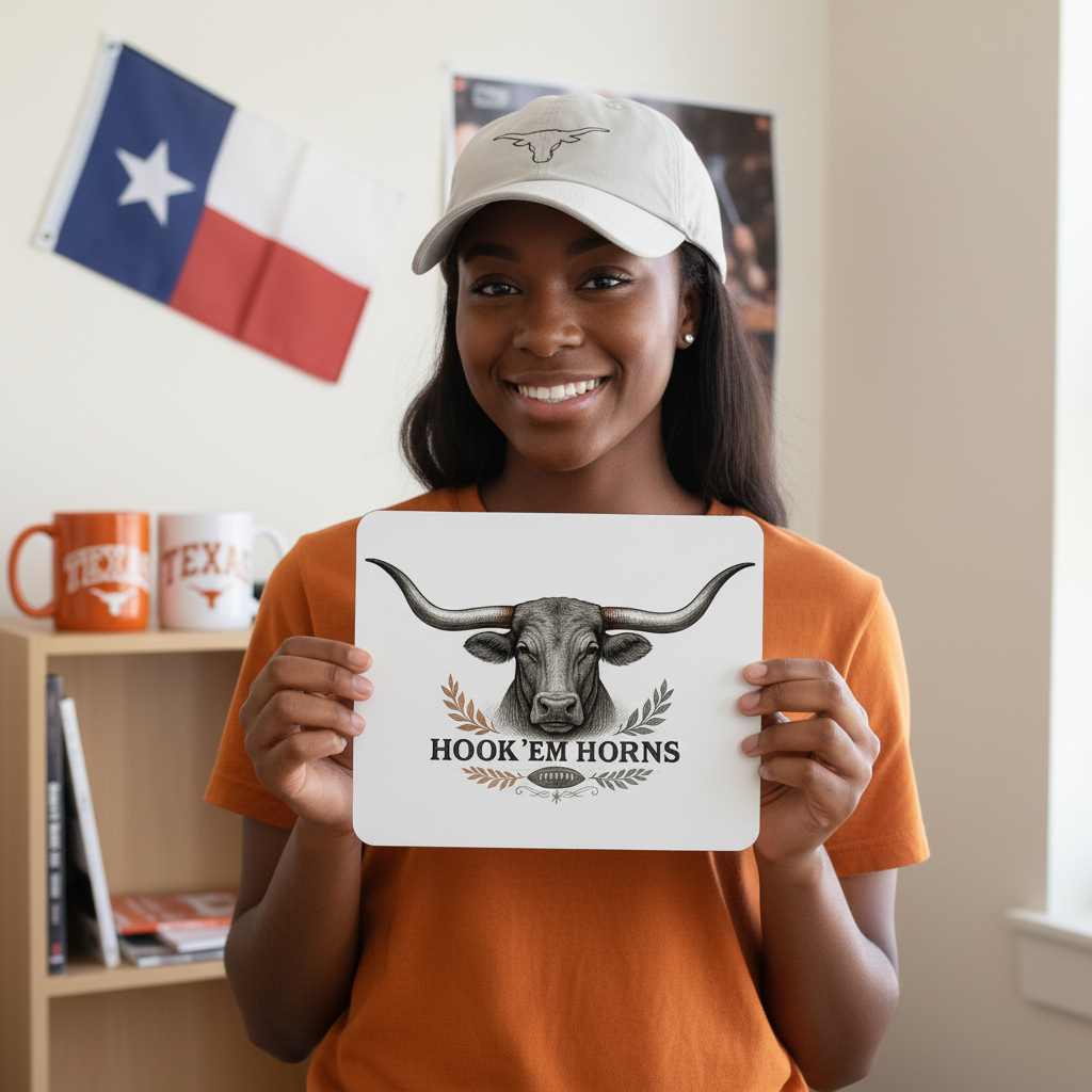 Texas Longhorns Mouse Pad 9.5"x8" Hook 'Em Horns Fan Gift - Desk Accessory