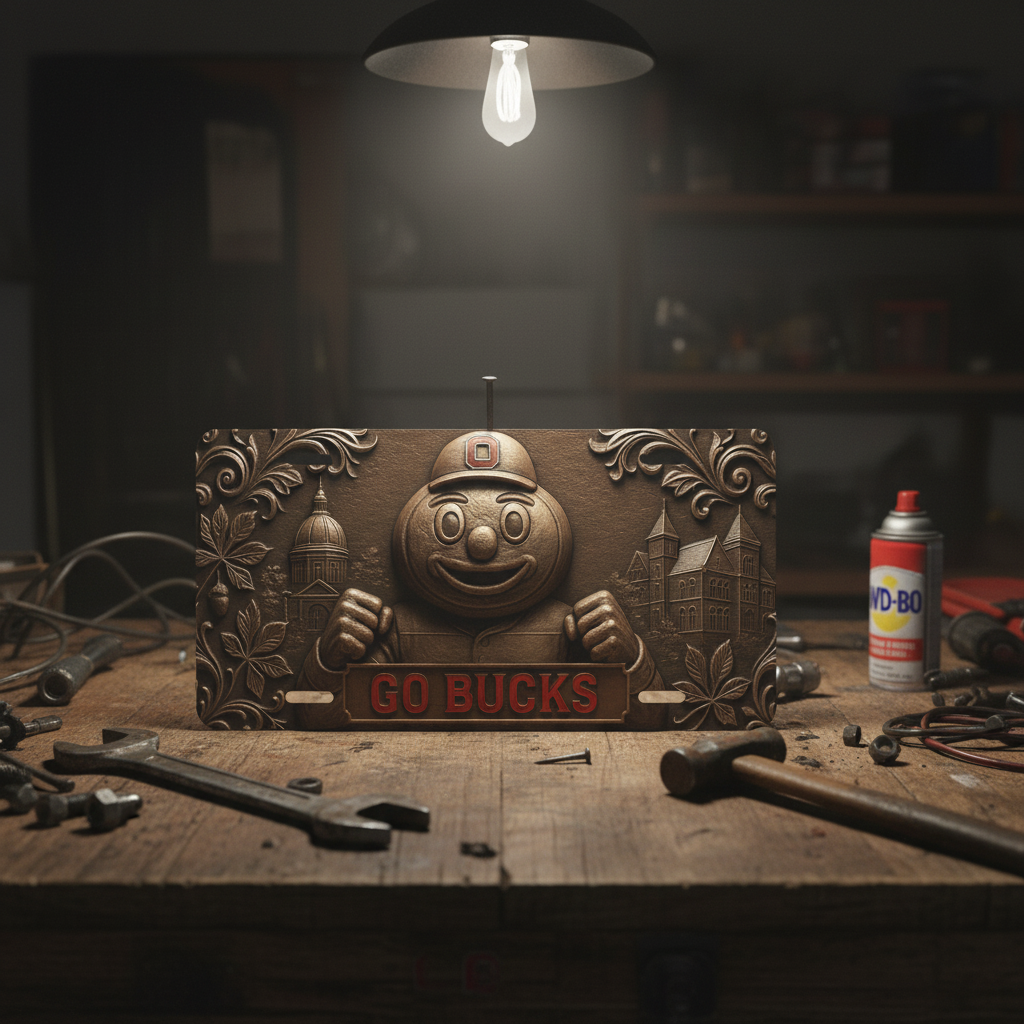 Go Buckeyes License Plate 6"x12" Car Tag | Front Plate for Fans | Not Embossed