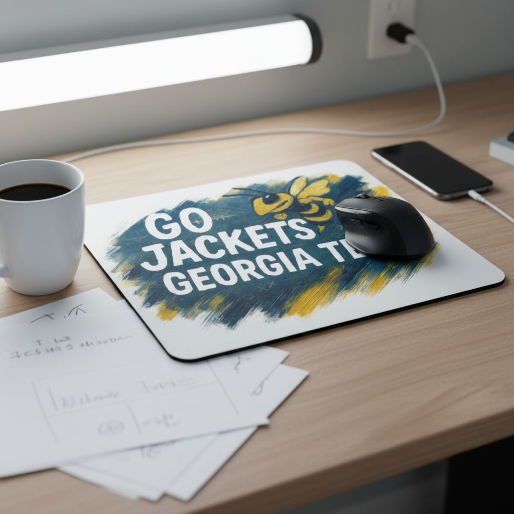 Go Jacks Collegiate Mouse Pad 9.5"x8" THWG Georgia Tech Fan Gift