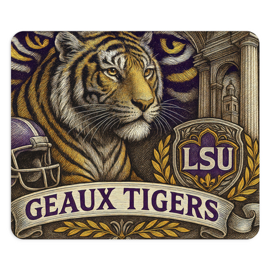 LSU Tigers Mouse Pad 9.5"x8" Purple & Gold Desk Mat Geaux Tigers Fan Gift