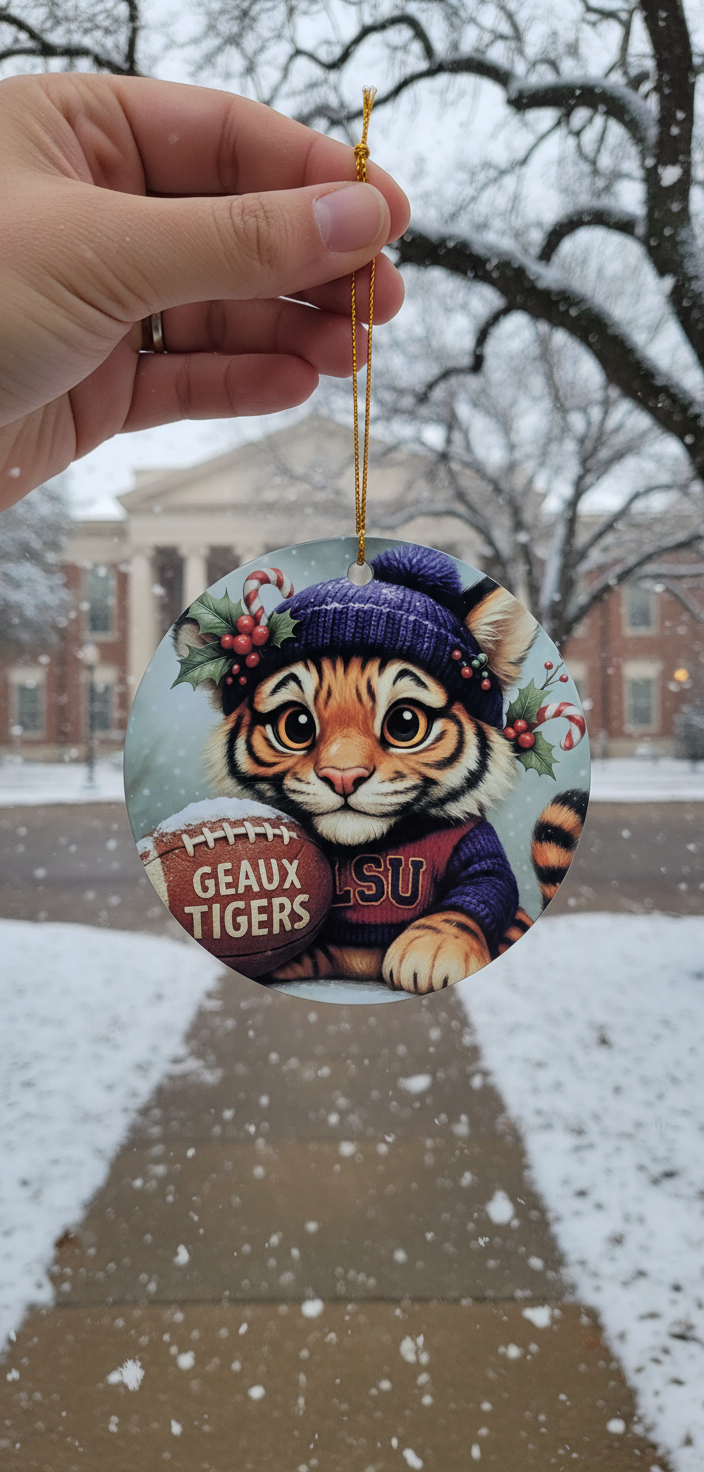 LSU Tigers Christmas Ornament – 3.5" Double‑Sided Christmas Tree Decorations
