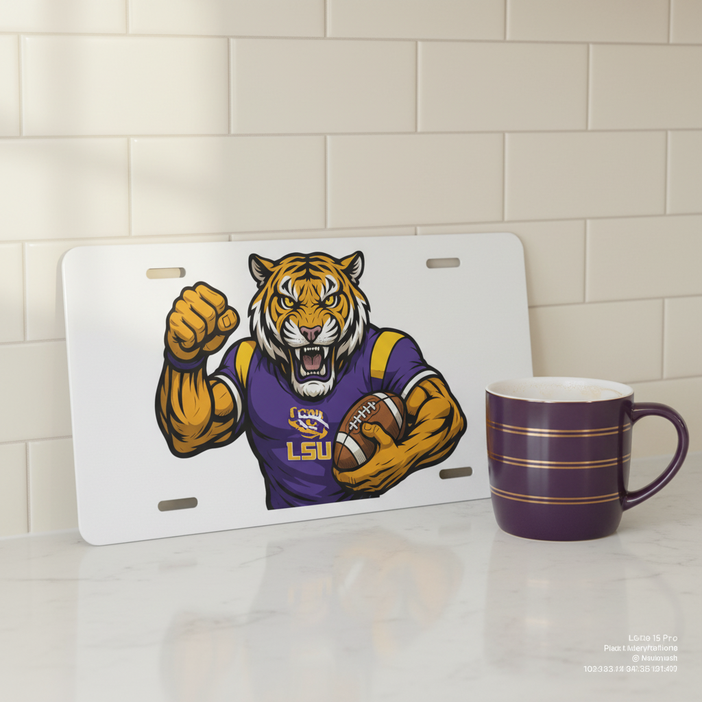 LSU Tigers License Plate | 6"x12" Car Tag | Mike the Tiger Front Plate for Fans