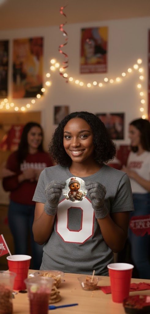 Ohio State Buckeyes Christmas Ornament 3.5" Ceramic Double-Sided Xmas Decoration