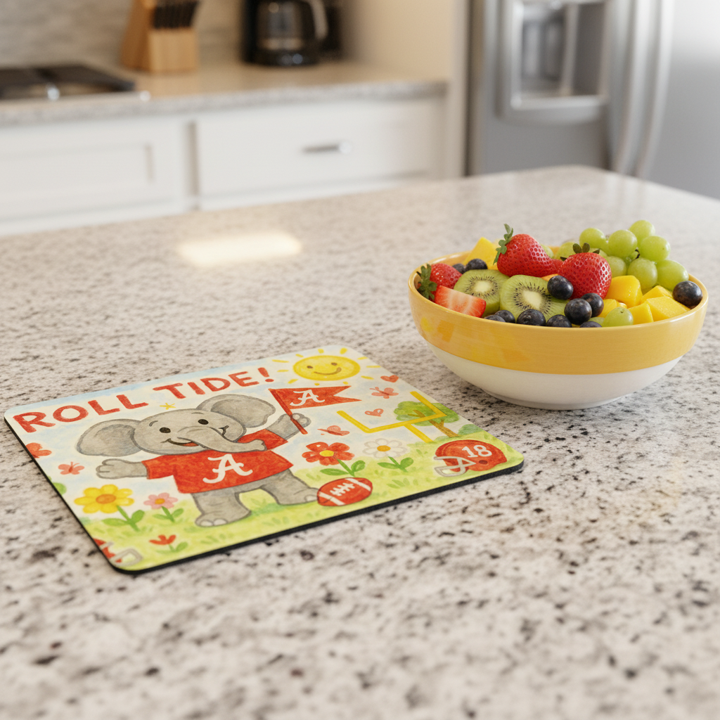 Cute Elephant Roll Tide Mouse Pad for Kids | Fun Bama Desk Accessory | 9.5" x 8"