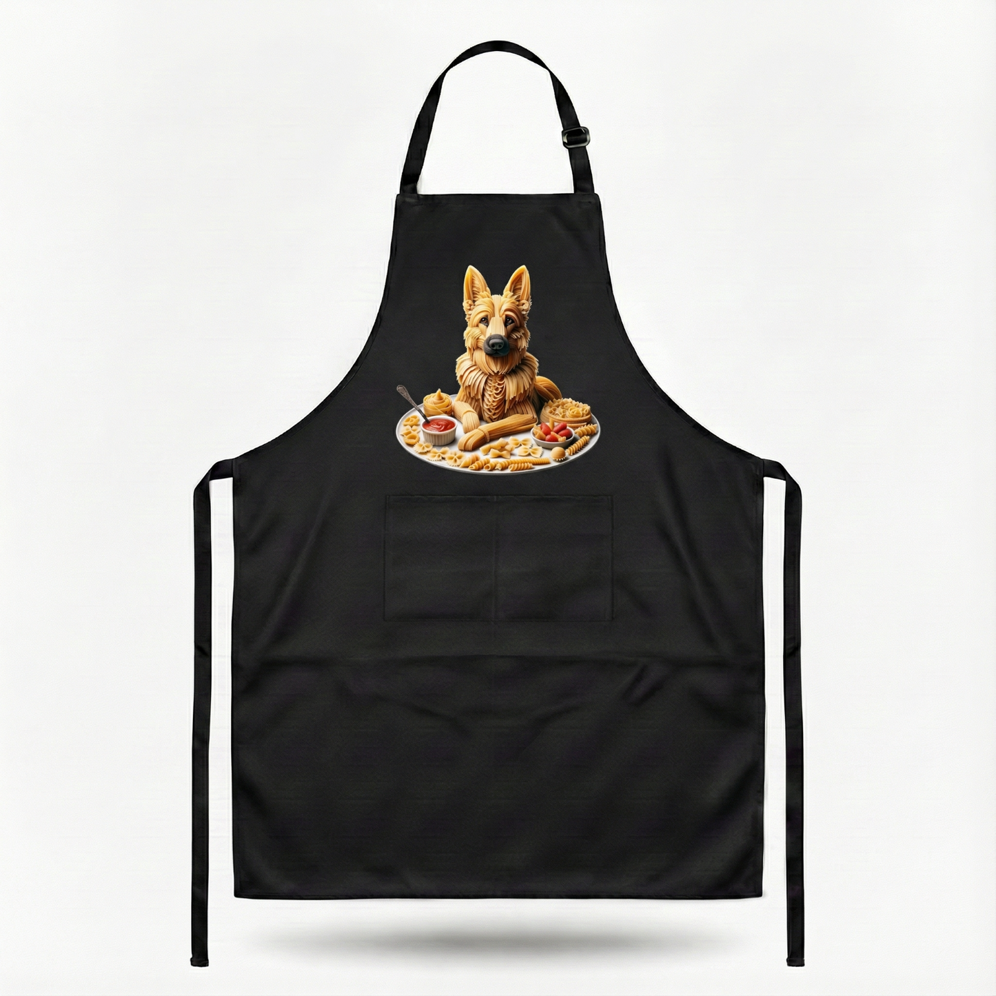 Pasta Animal Chef Apron Black Bib Adjustable Pockets Funny Kitchen Cook Gift