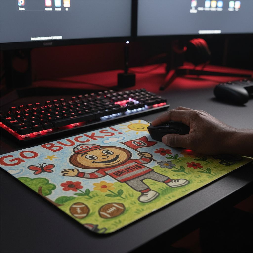 Go Bucks! Fun Kids Mouse Pad for Young Fans - Vibrant Desktop Accessory, 9.5"x8"