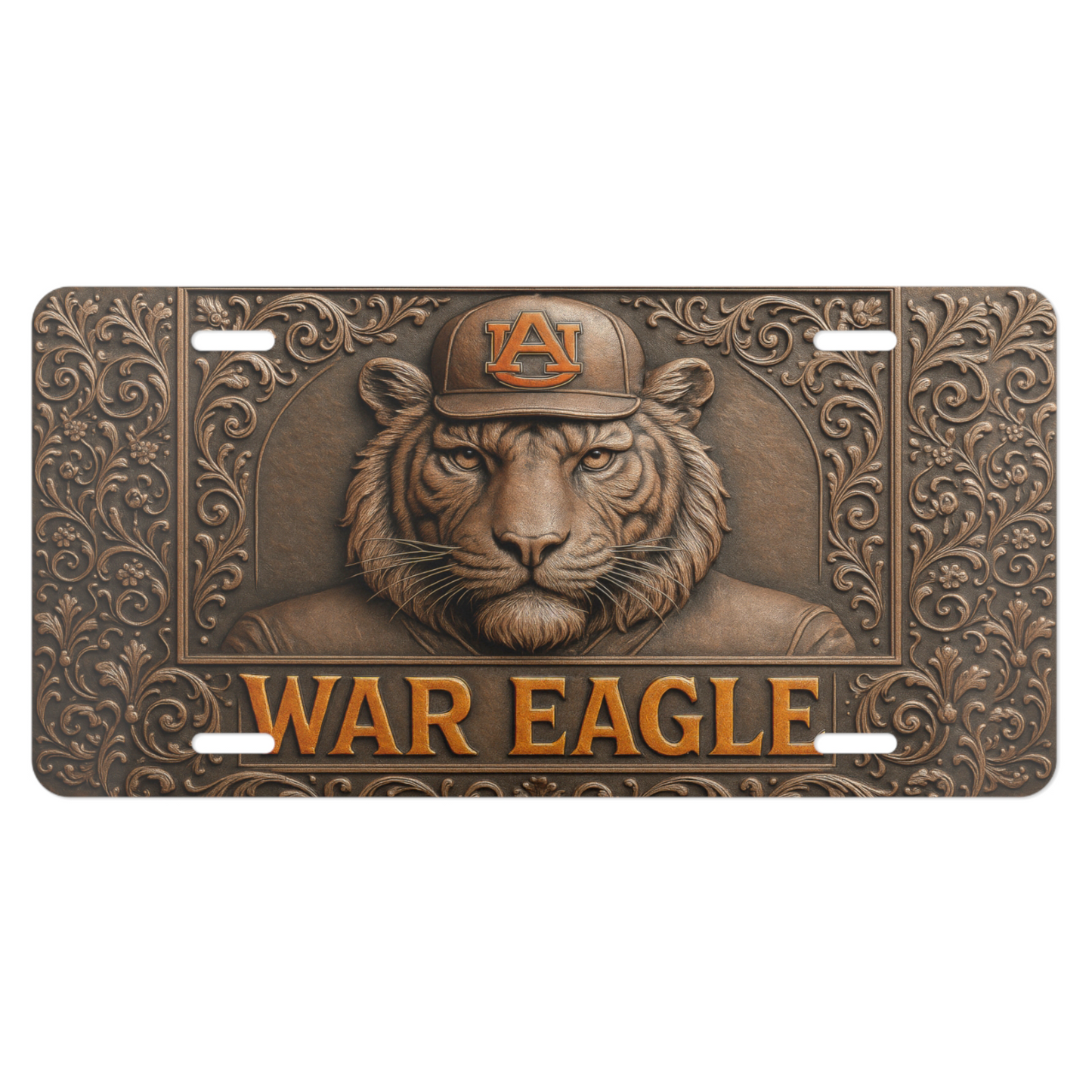 Auburn Tigers License Plate 6"x12" Flat Car Tag | War Eagle Tiger Car Tag