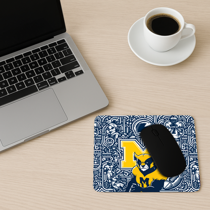 Michigan Wolverines Football Mouse Pad – 9″ x 7.5″, Non‑Slip Rubber Base, Smooth
