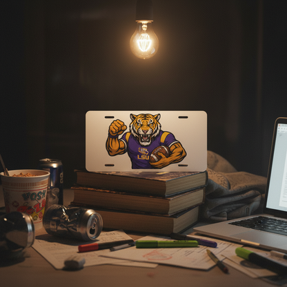 LSU Tigers License Plate | 6"x12" Car Tag | Mike the Tiger Front Plate for Fans