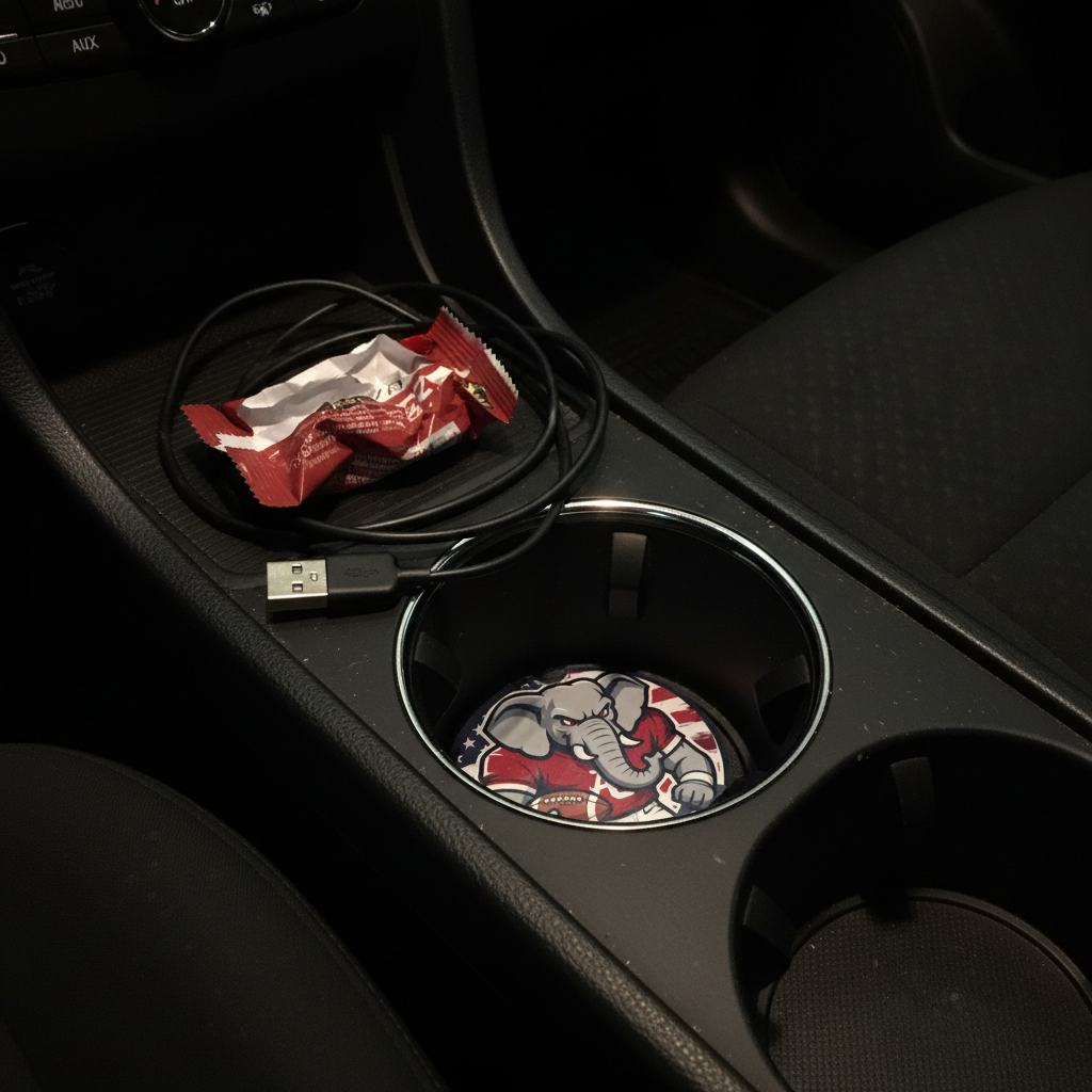 Roll Tide Car Coasters 2-Pack | 2.75" Crimson Elephant Cup Holder Inserts