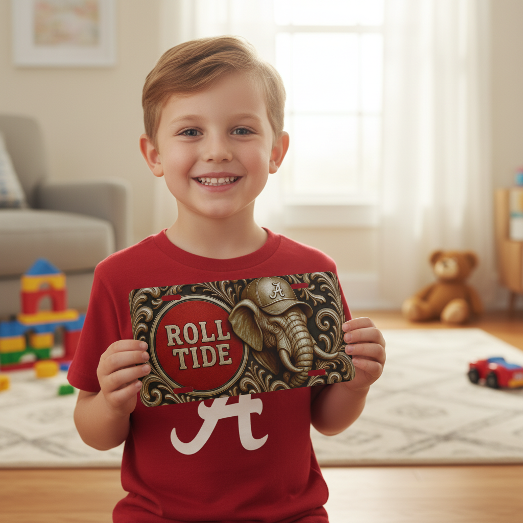 Alabama Roll Tide Fan License Plate 6"x12" Car Tag | BAMA Nation | Not 3D | Flat