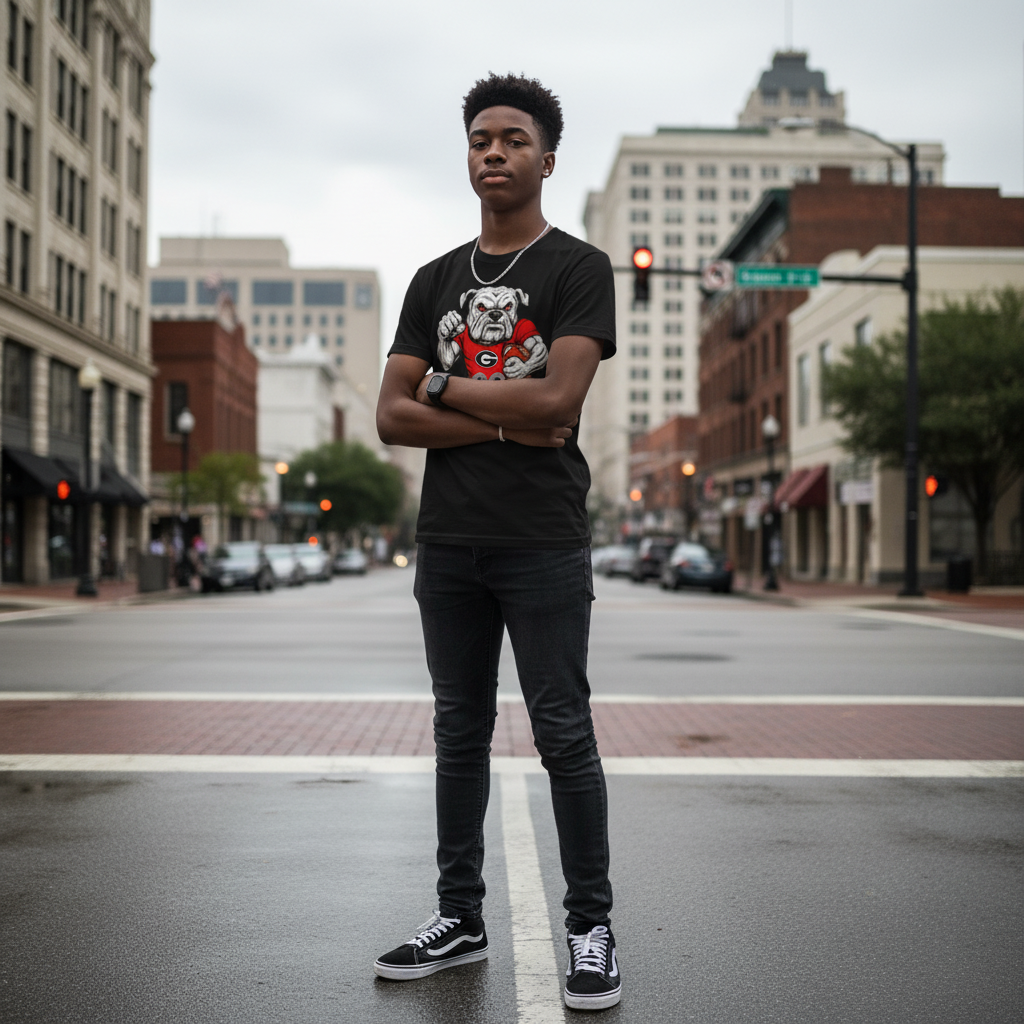 Go Dawgs Bulldog Football Tee Mens Red Classic Fit T-Shirt