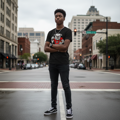 Go Dawgs Bulldog Football Tee Mens Red Classic Fit T-Shirt