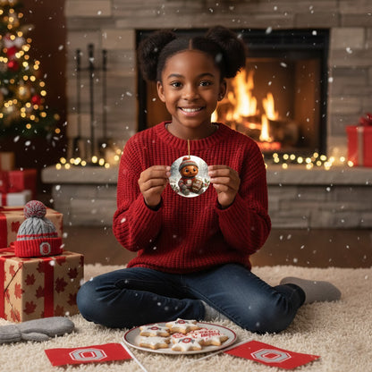 Ohio State Buckeyes Christmas Ornament 3.5" Ceramic Double-Sided Xmas Decoration