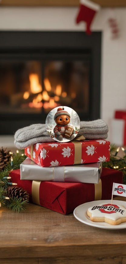 Ohio State Buckeyes Christmas Ornament 3.5" Ceramic Double-Sided Xmas Decoration