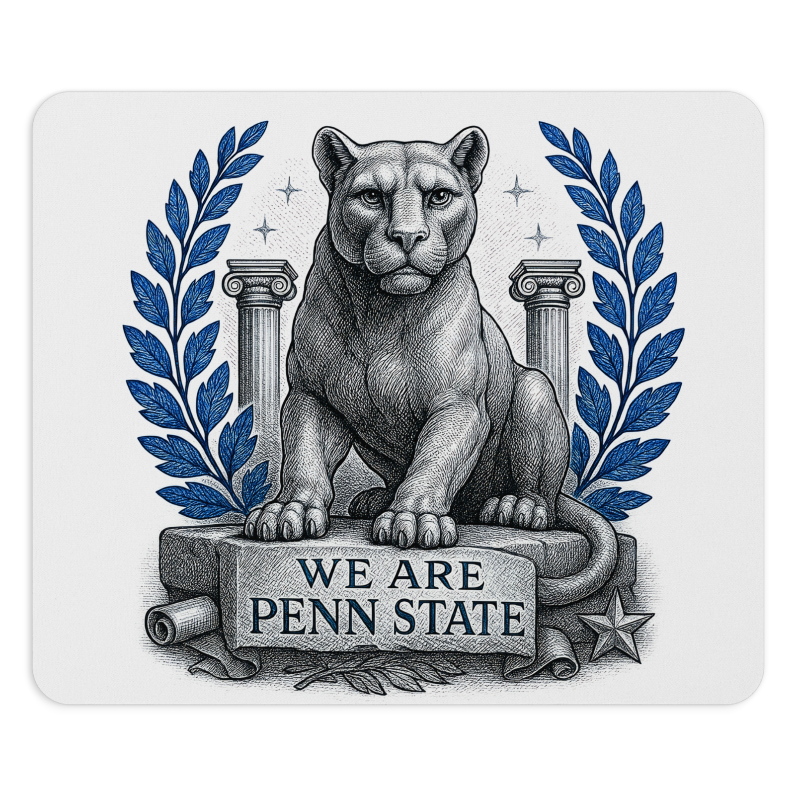 College Spirit Nittany Fan Mouse Pad Neoprene Non-Slip Base, 9.5x8 Nittany Lion