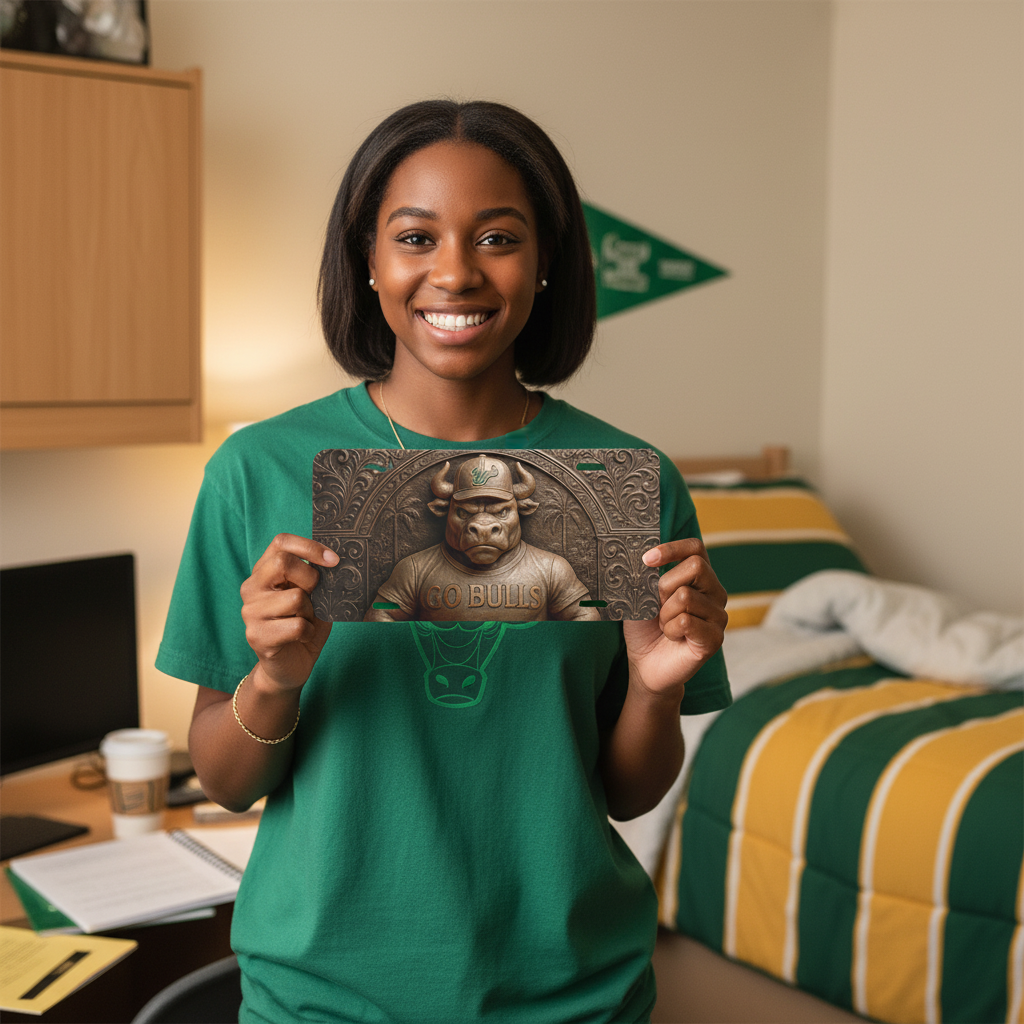 USF Go Bulls Fan License Plate - Flat Metal Car Tag for South Florida