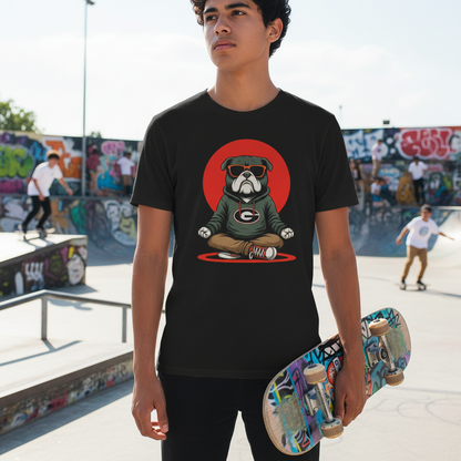 Meditating Bulldog Black Essential T Shirt Funny Graphic Print
