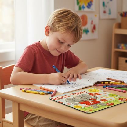 Cute Elephant Roll Tide Mouse Pad for Kids | Fun Bama Desk Accessory | 9.5" x 8"