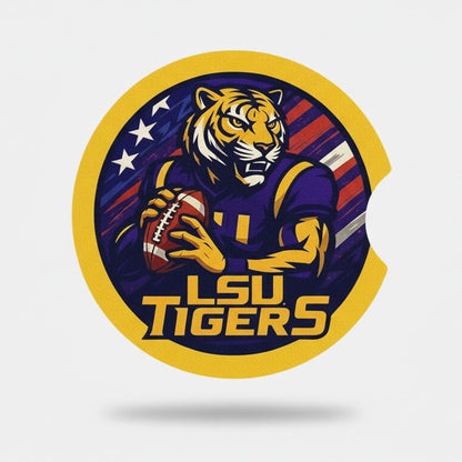 LSU Tigers Car Coasters 2-Pack | Car Cup Holder Inserts Geaux | Waterproof