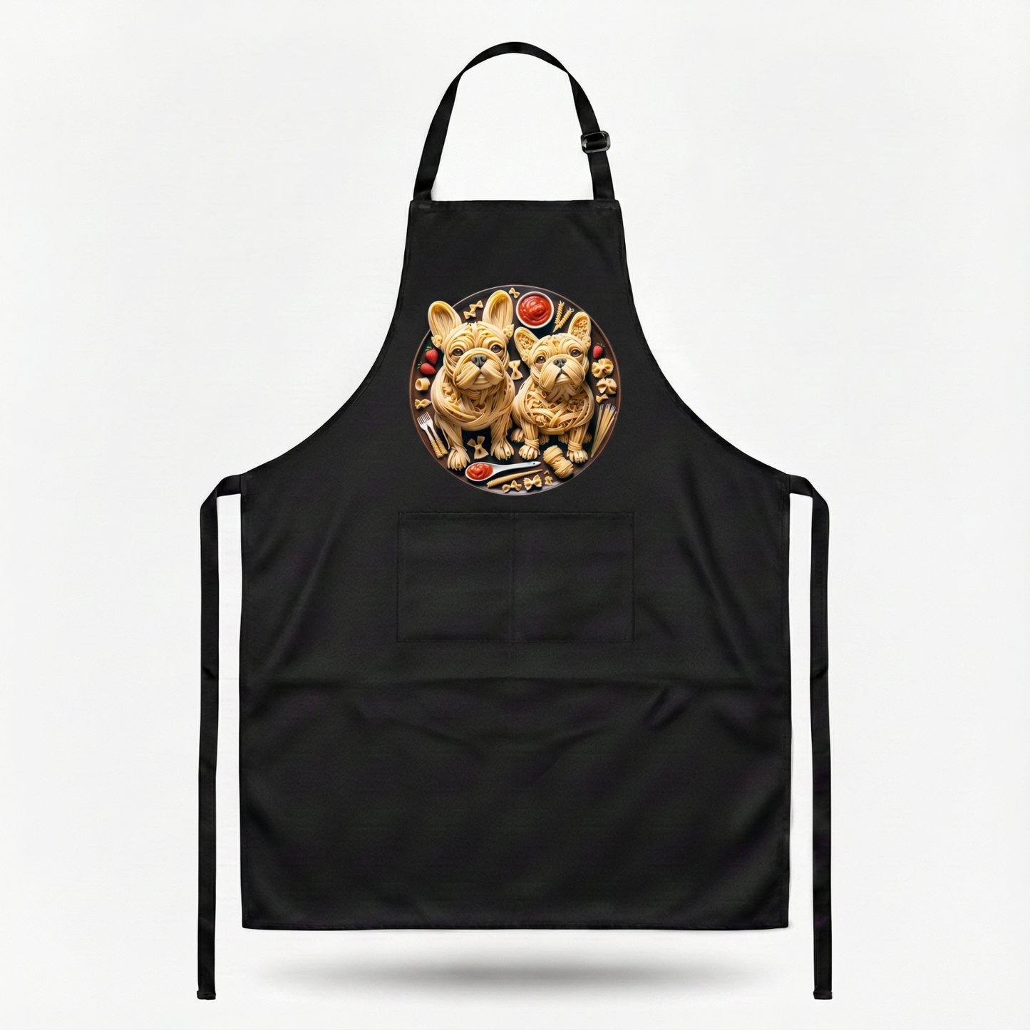 Pasta Animal Chef Apron Black Bib Adjustable Pockets Funny Kitchen Cook Gift