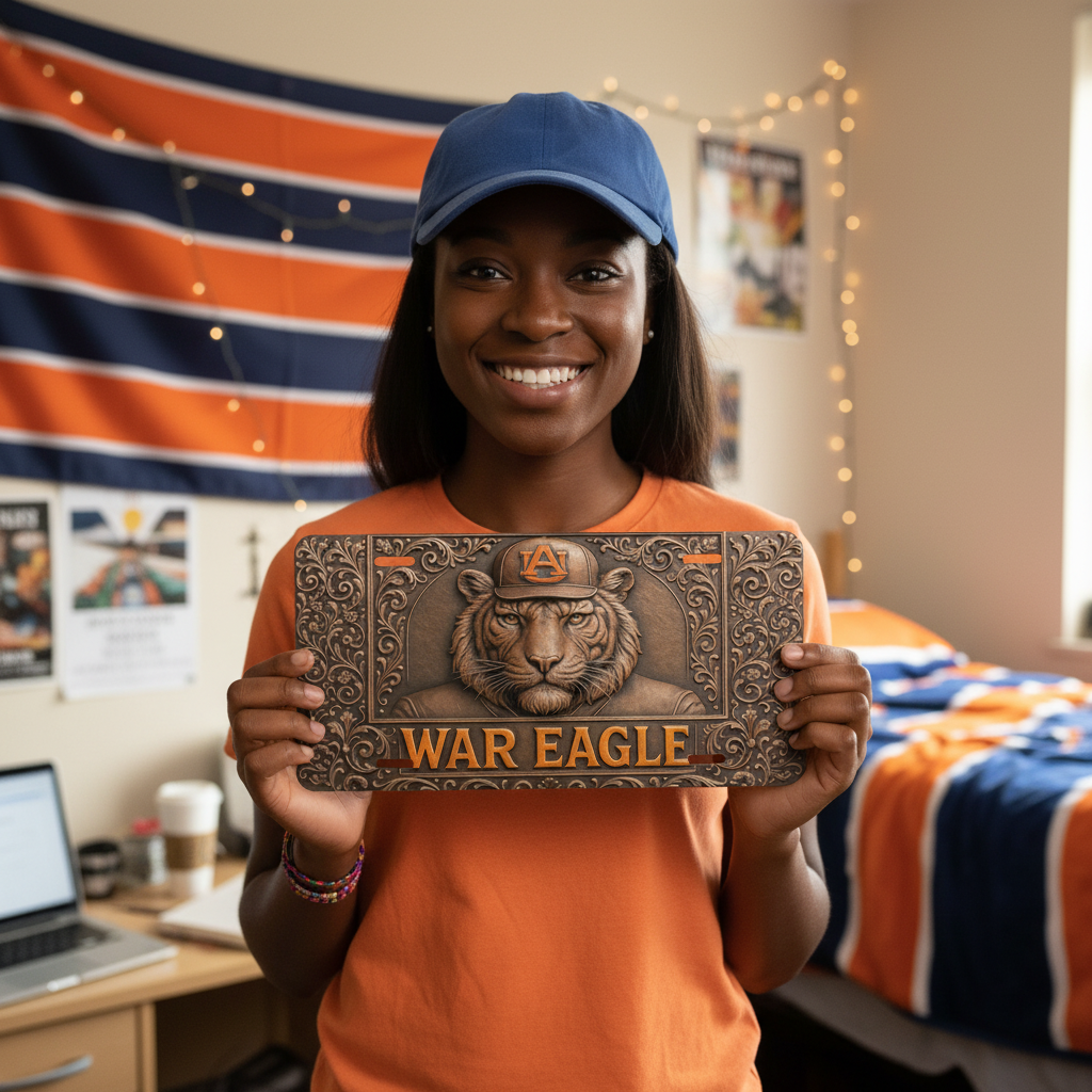 Auburn Tigers License Plate 6"x12" Flat Car Tag | War Eagle Tiger Car Tag