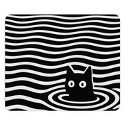 Optical Illusion Cat Mouse Pad - Black & White Wave Design for Desk 9.5"x8" - Beyond Lines