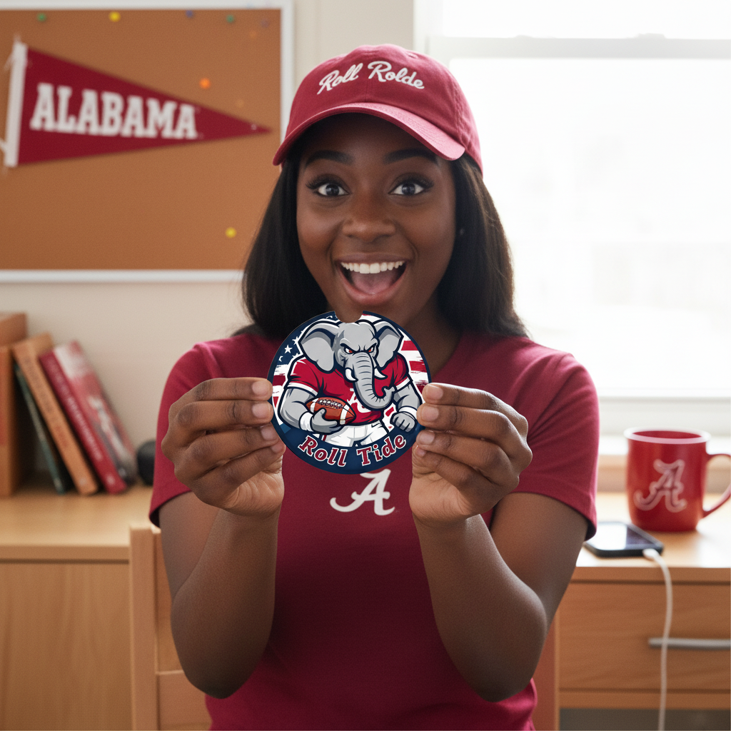 Roll Tide Car Coasters 2-Pack | 2.75" Crimson Elephant Cup Holder Inserts