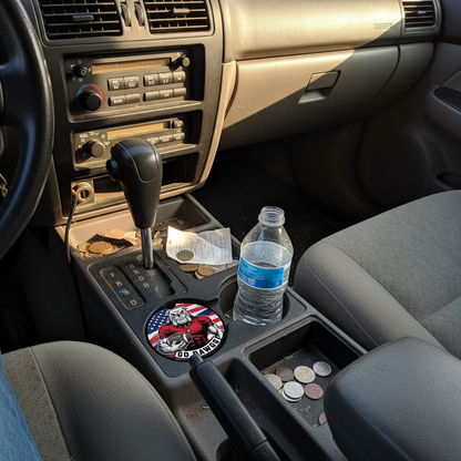 Go Dawgs Car Coasters 2-Pack • 2.75" Bulldog Football Flag Cup Holder Inserts