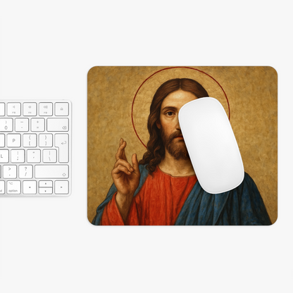 Jesus Christ Icon Art – Divine Inspiration Desk Accessory Gift - Mouse Pad 9.5x8