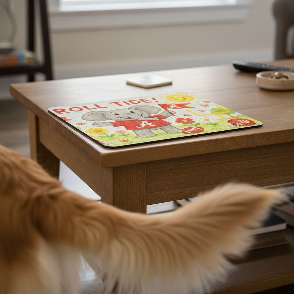 Cute Elephant Roll Tide Mouse Pad for Kids | Fun Bama Desk Accessory | 9.5" x 8"