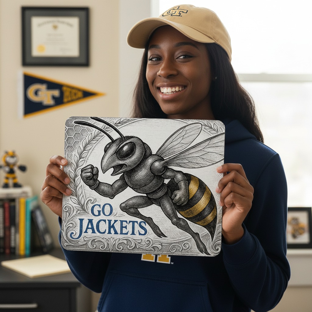 Georgia Tech Yellow Jackets Mouse Pad 9.5"x8" Go Jackets Fan Gift - Atlanta