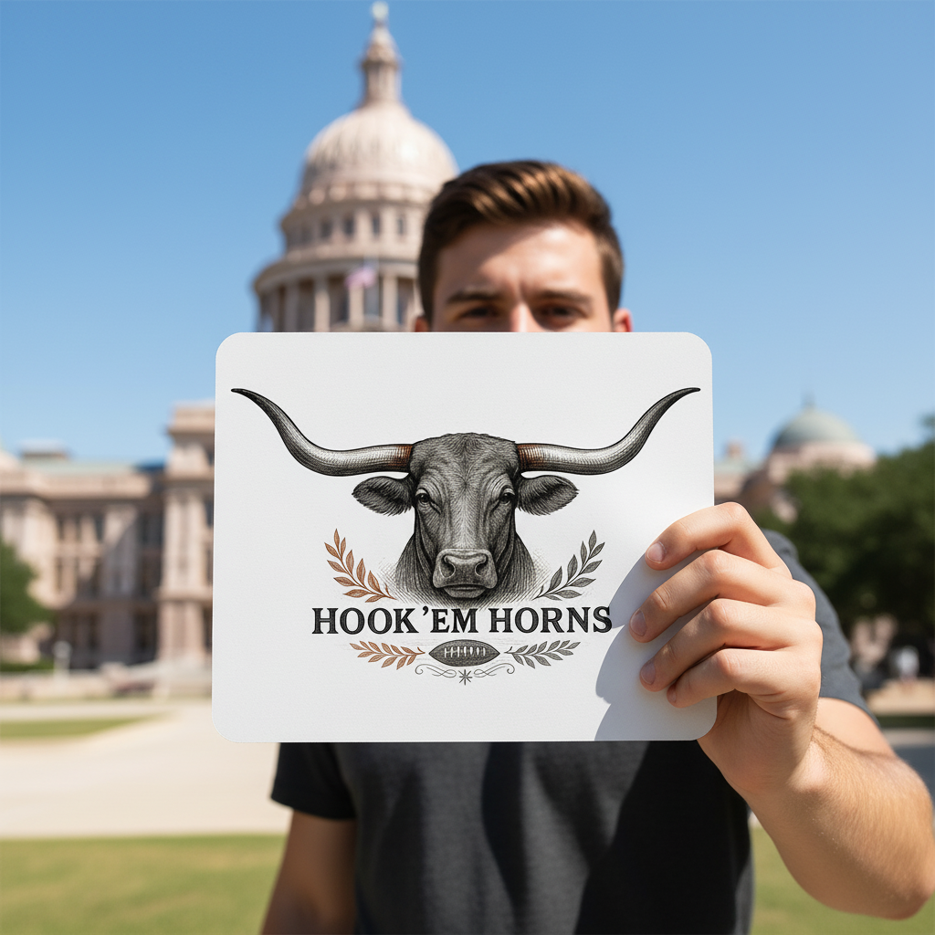 Texas Longhorns Mouse Pad 9.5"x8" Hook 'Em Horns Fan Gift - Desk Accessory