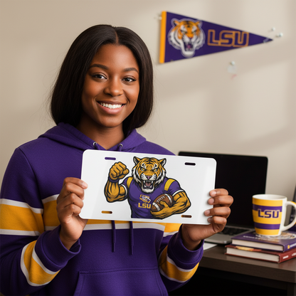 LSU Tigers License Plate | 6"x12" Car Tag | Mike the Tiger Front Plate for Fans