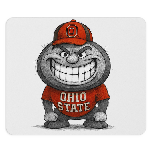 Ohio State Buckeyes Mouse Pad 9.5"x8" | Scarlet & Gray Grin Design Desk Mat