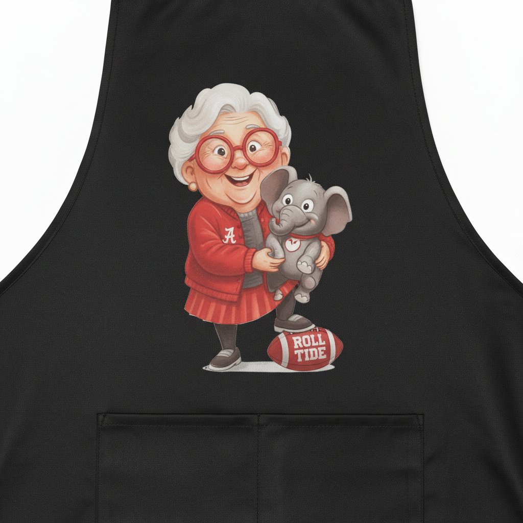 Alabama Crimson Tide Fan Apron - Black Polyester Cooking BBQ Gift with Pockets