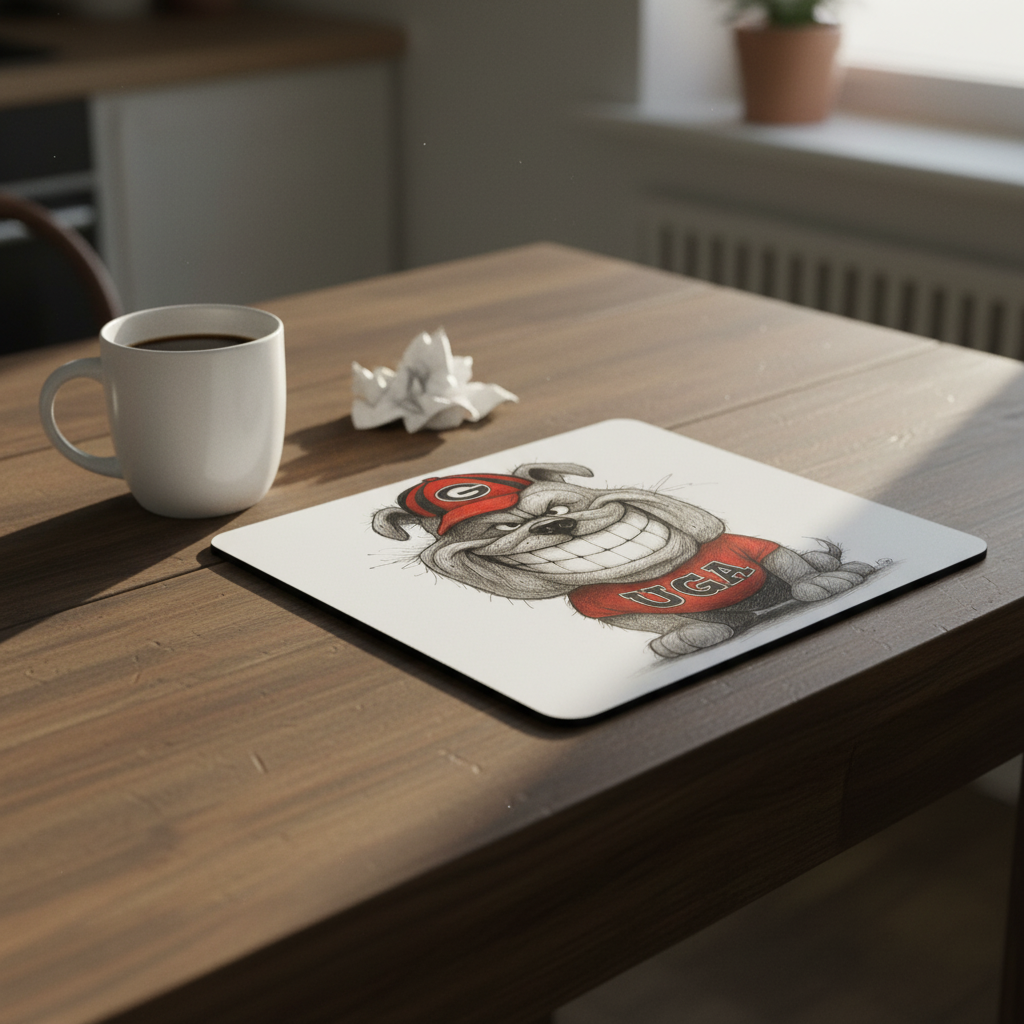 Georgia Bulldogs Line Art Mouse Pad – 9.5"x8" Waterproof Fun UGA Bulldog Design