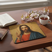 Jesus Christ Icon Art – Divine Inspiration Desk Accessory Gift - Mouse Pad 9.5x8 - Beyond Lines