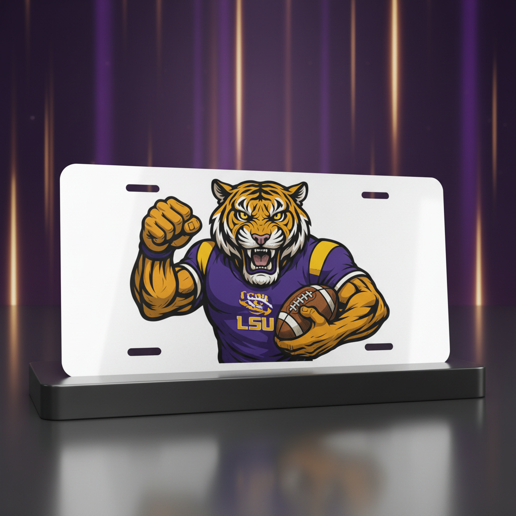 LSU Tigers License Plate | 6"x12" Car Tag | Mike the Tiger Front Plate for Fans