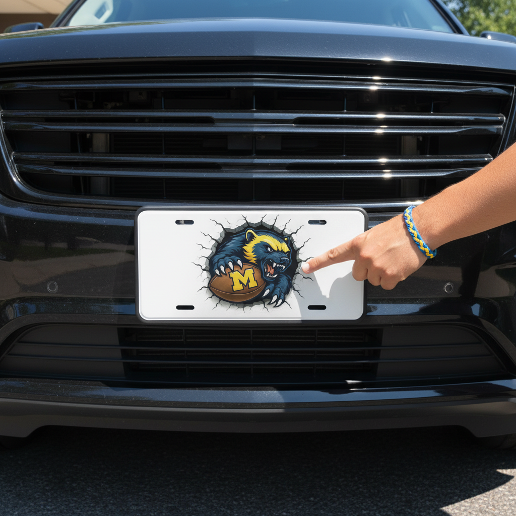 Michigan Wolverines License Plate 6x12 Car Tag | Metal Front Plate for Fans