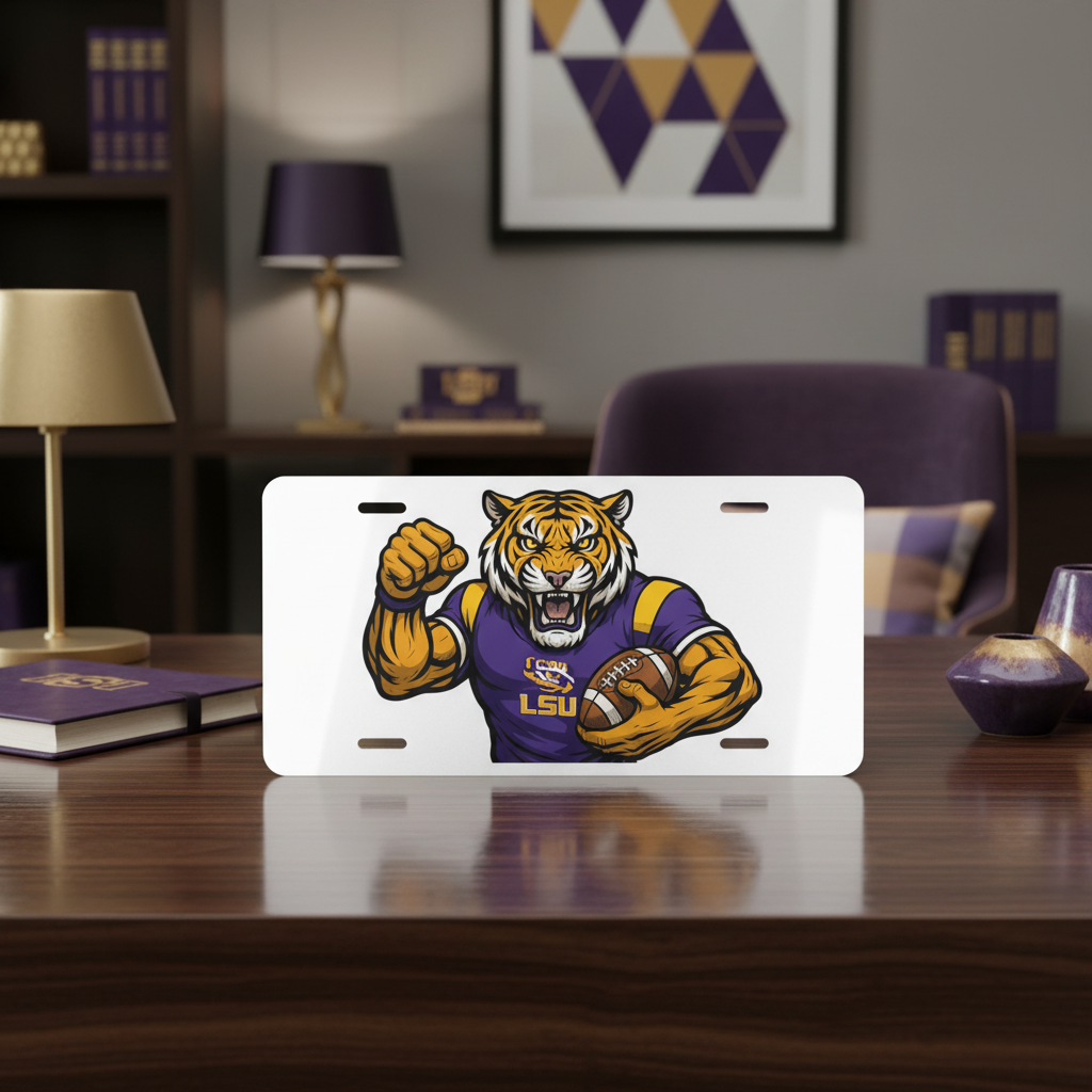 LSU Tigers License Plate | 6"x12" Car Tag | Mike the Tiger Front Plate for Fans