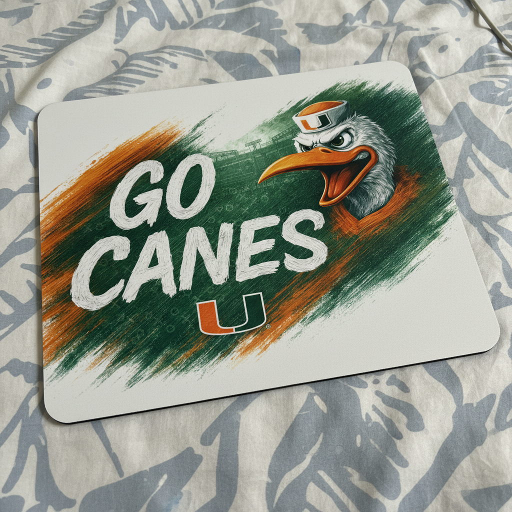 Miami Hurricanes Mouse Pad Sebastian Ibis Go Canes Office Desk Accessory