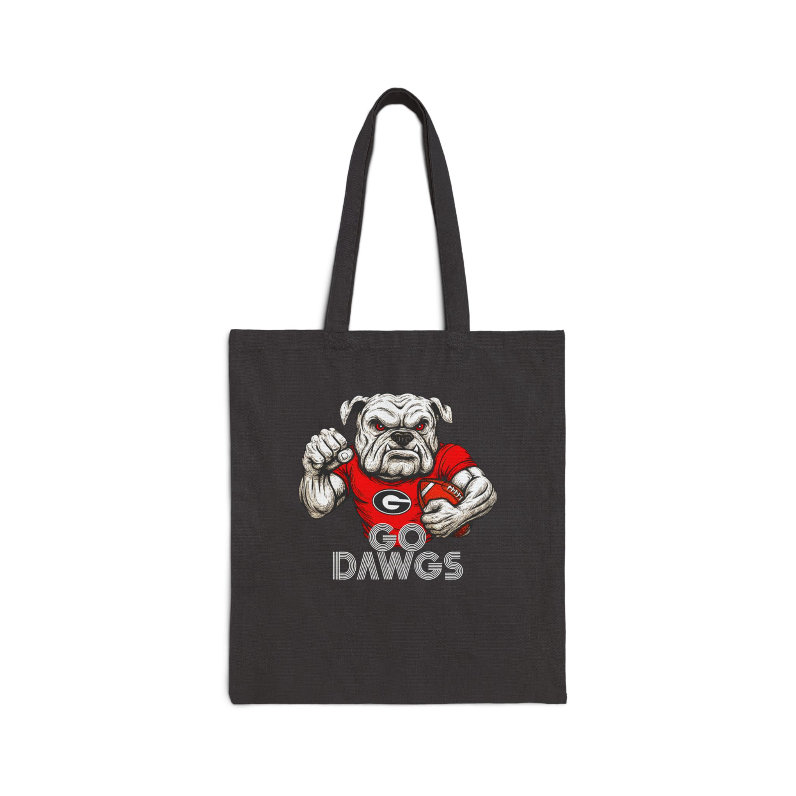 Go Dawgs Bulldogs Spirit Tote Bag Black 15x16 inch Durable Cotton Canvas