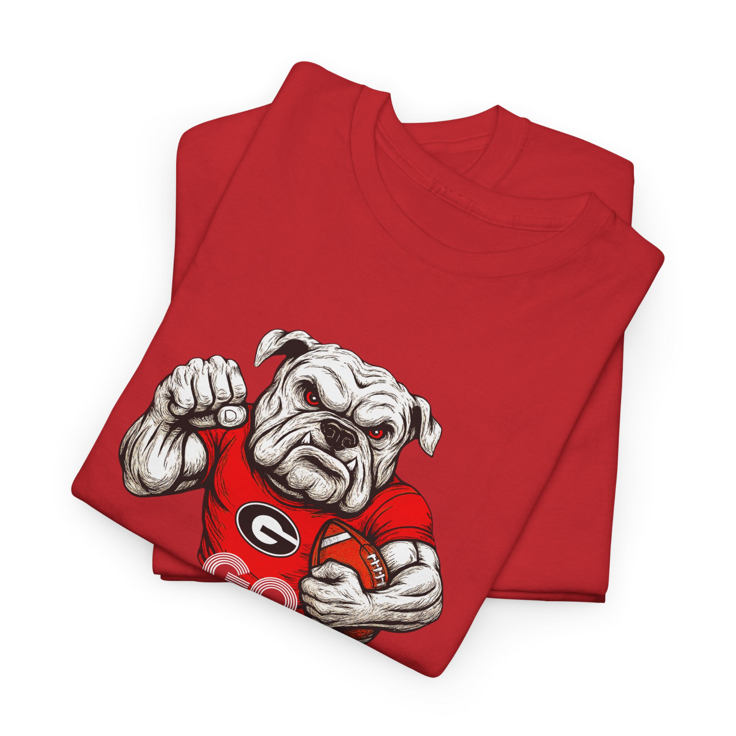 Go Dawgs Bulldog Football Tee Mens Red Classic Fit T-Shirt