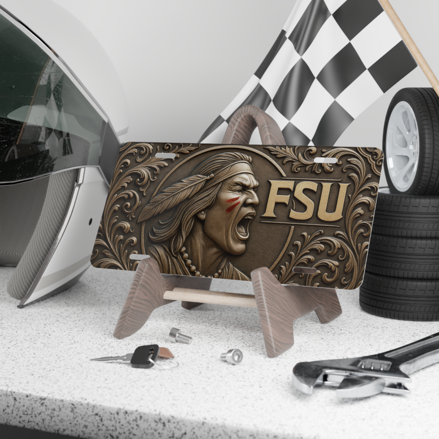FSU License Plate 6"x12" Aluminum Car Tag | Metal Front Plate for Fans | Flat - Beyond Lines
