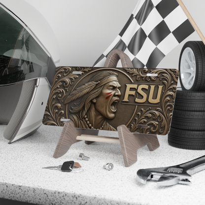 FSU License Plate 6"x12" Aluminum Car Tag | Metal Front Plate for Fans | Flat - Beyond Lines